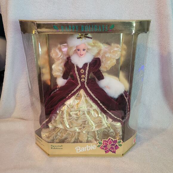 1996 Happy Holidays Blonde Barbie Doll Mattel Special Edition Vintage NIB - Picture 1 of 11
